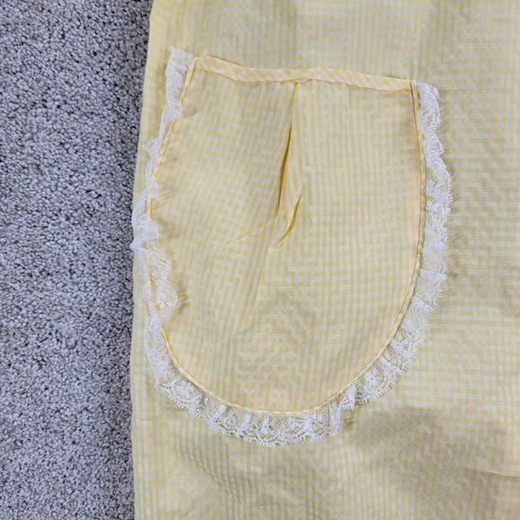 VTG Kingly Womens House Coat‎ 10 Yellow Gingham Grandma Cottagecore Nightgown - Picture 12 of 12